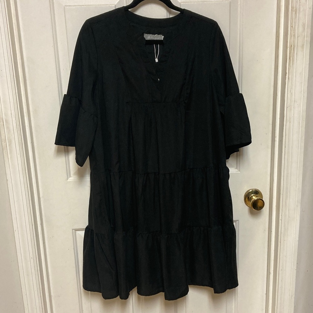 Belongsci Black Tiered Dress